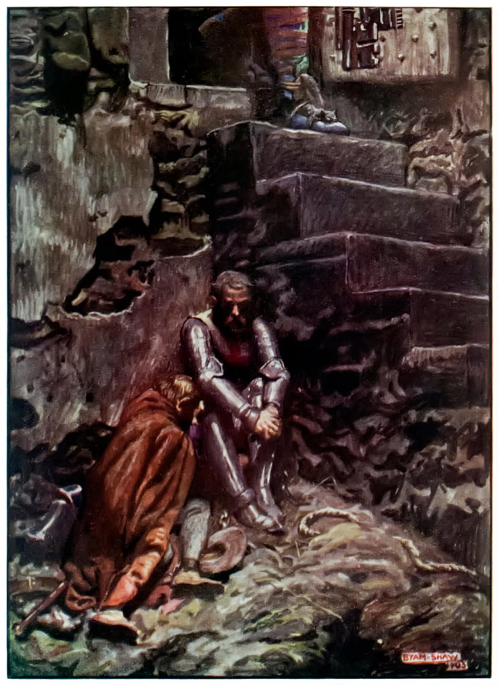 POSTERIIk Famous Animal Posters Vintage Picture Christian and Hopeful in Doubting Castle From the Pilgrims Progress by Byam Liston Shaw Modern Wall Decor for Home Decor 60x90cm