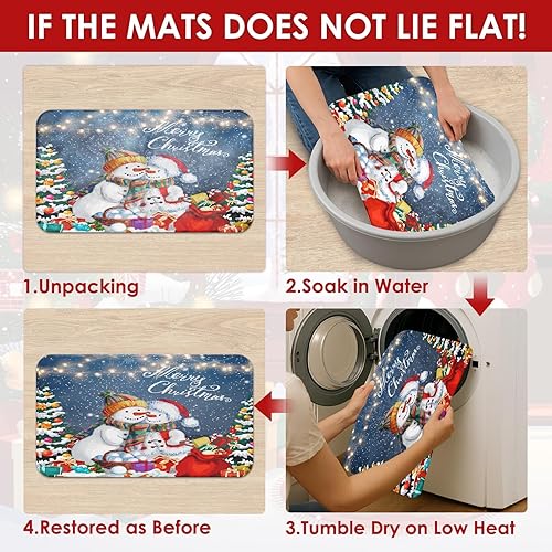 Miniatura 7 de Bonitos juegos de baño de muñeco de nieve con cortina de ducha y alfombras y accesorios, juego de cortinas de ducha de árbol de Navidad, bolas rojas