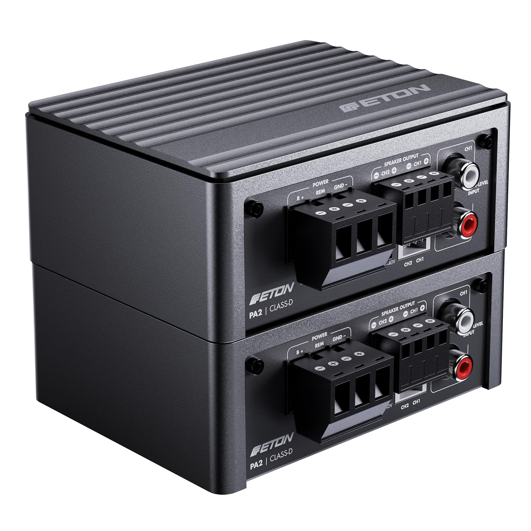 ETON PA 2 – ultra kompakter 2 Kanal Verstärker, leistungsstarke digitale Micro Endstufe für Autos und Reisemobile, Class D Amp mit 2 x 85 Watt