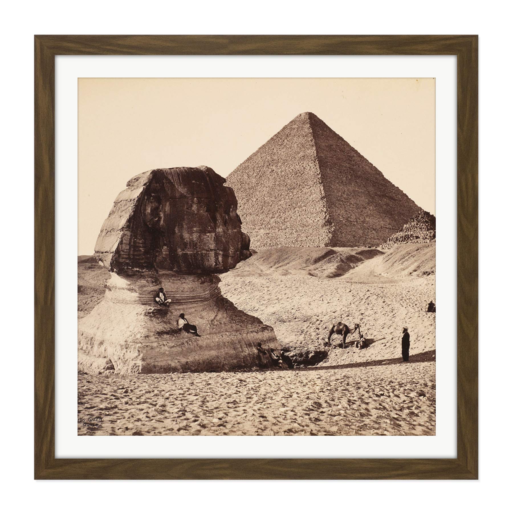 Francis Bedford Sphinx Great Pyramid Egypt Square Wooden Framed Wall Art Print Picture 16X16 Inch