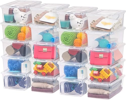 IRIS USA 5 Cuartos de galón - Contenedor organizador de plástico con tapa ideal para guardar zapatos tacones crayones bolígrafos lápices material de