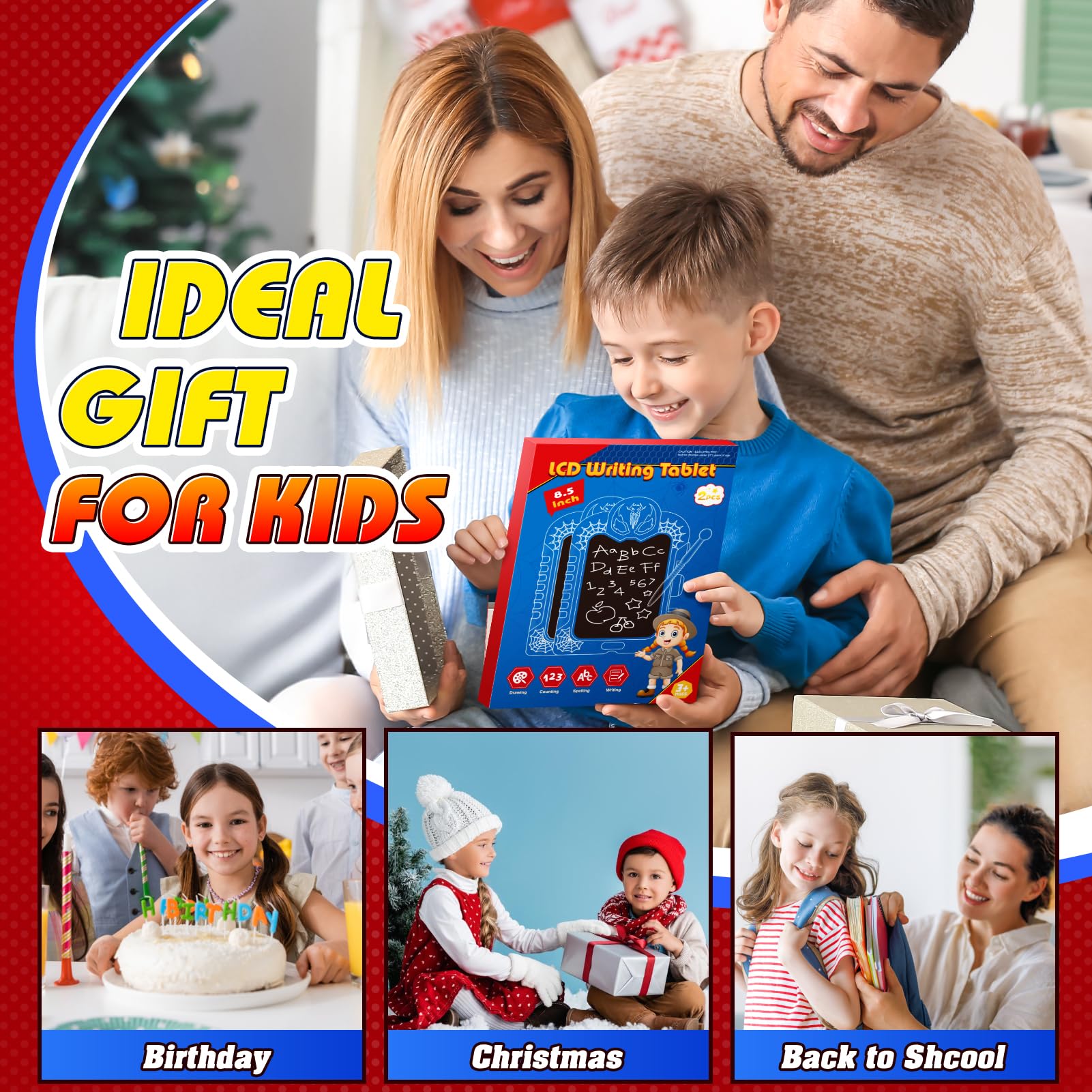 Tableta de escritura LCD para niños:  Colorido Doodle Board & Drawing Pad Juguetes de viaje de Halloween para niños de 3, 4, 5, 6, 7, 8 años, regalos de Navidad para niños de 4 a 6 años 7
