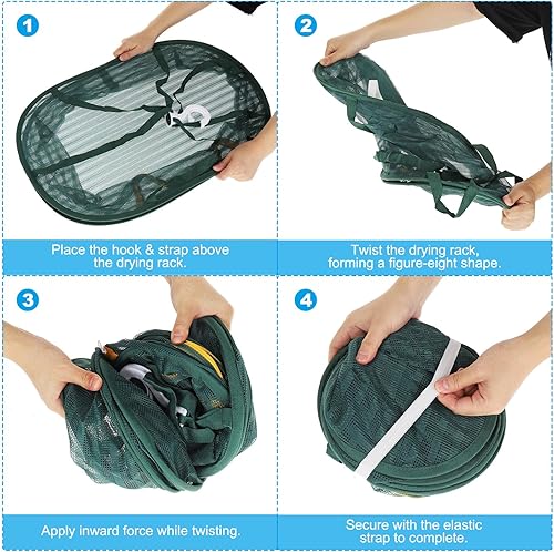 Miniatura 4 de PATIKIL Secadora de ropa de malla plegada, 2 niveles, estante de secado de ropa plegable para interiores, exteriores, suéteres, ropa, 23.6 x 15.7 x