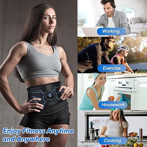Miniatura 7 de Estimulador ABS, máquina abdominal, estimulador muscular, cinturón de tonificación abdominal, estimulador de abdominales portátil, equipo de