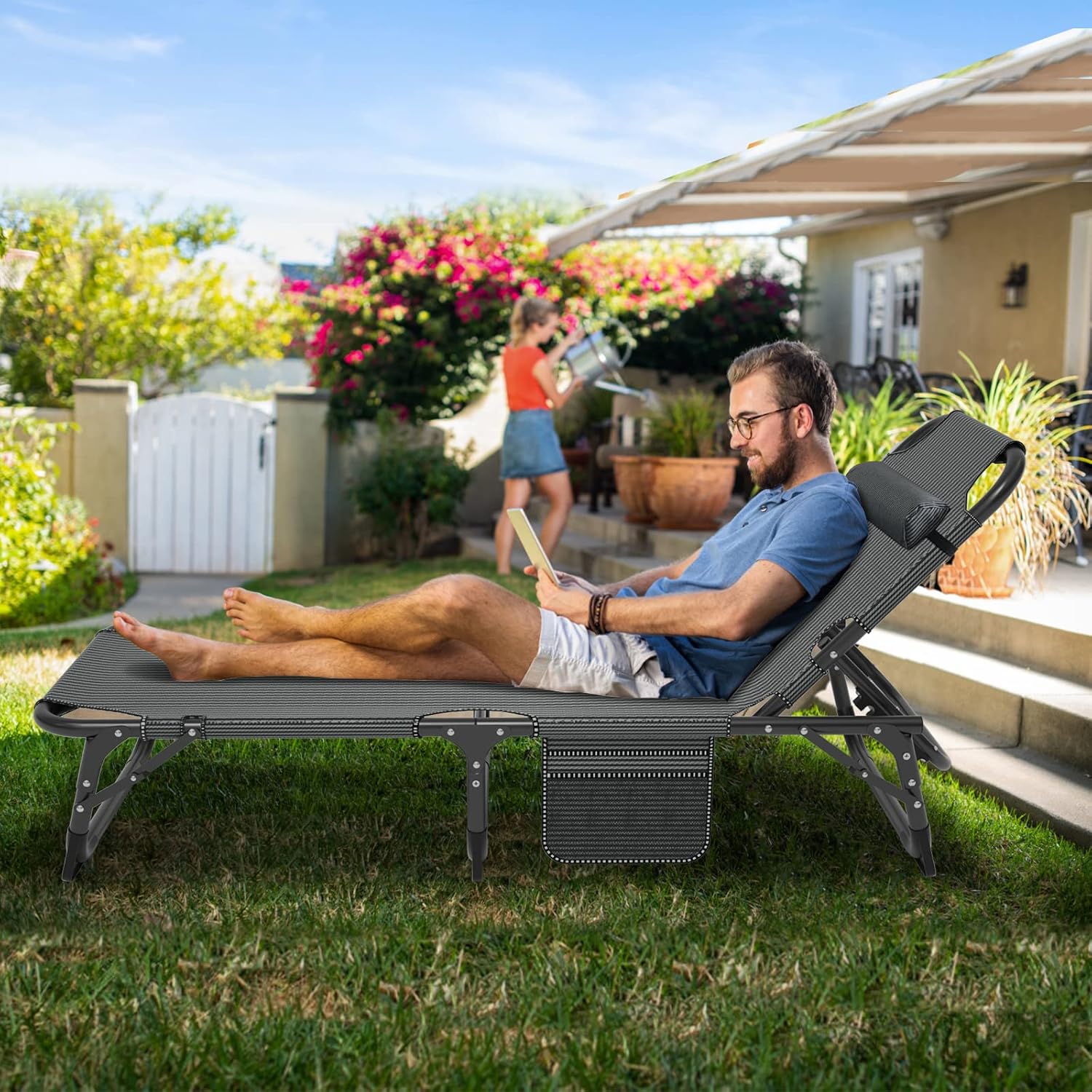 ABORON Sillas plegables de patio para exteriores, tumbonas para adultos