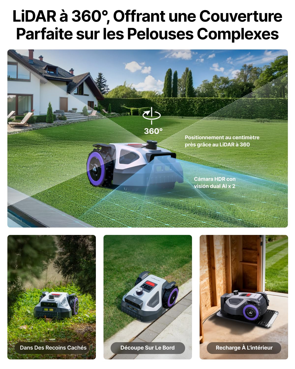 ANTHBOT M5 LiDAR 360° Robot Tondeuse — vue 3