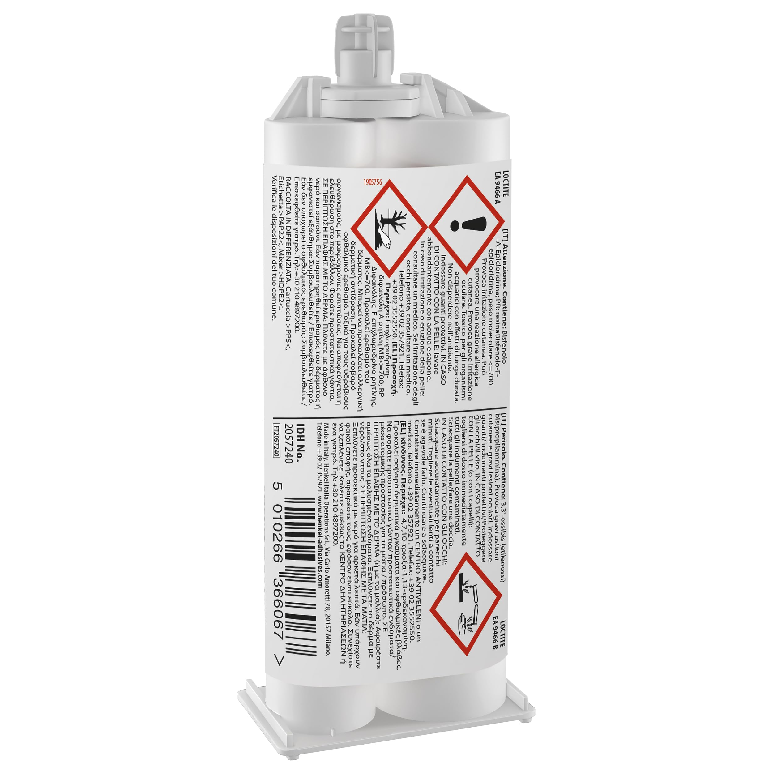 LOCTITE EA 9466, Adesivo epossidico bicomponente multiuso, Adesivo strutturale con elevata resistenza a pelatura e taglio, Colla epossidica, 1 cartuccia da 50ml