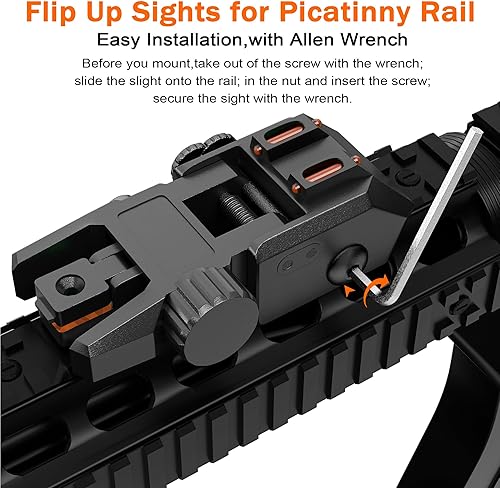 Miniatura 5 de TFFUAM Miras de fibra óptica abatibles en la parte delantera y trasera, de nailon, con puntos de fibra óptica roja y verde, juego de mira de