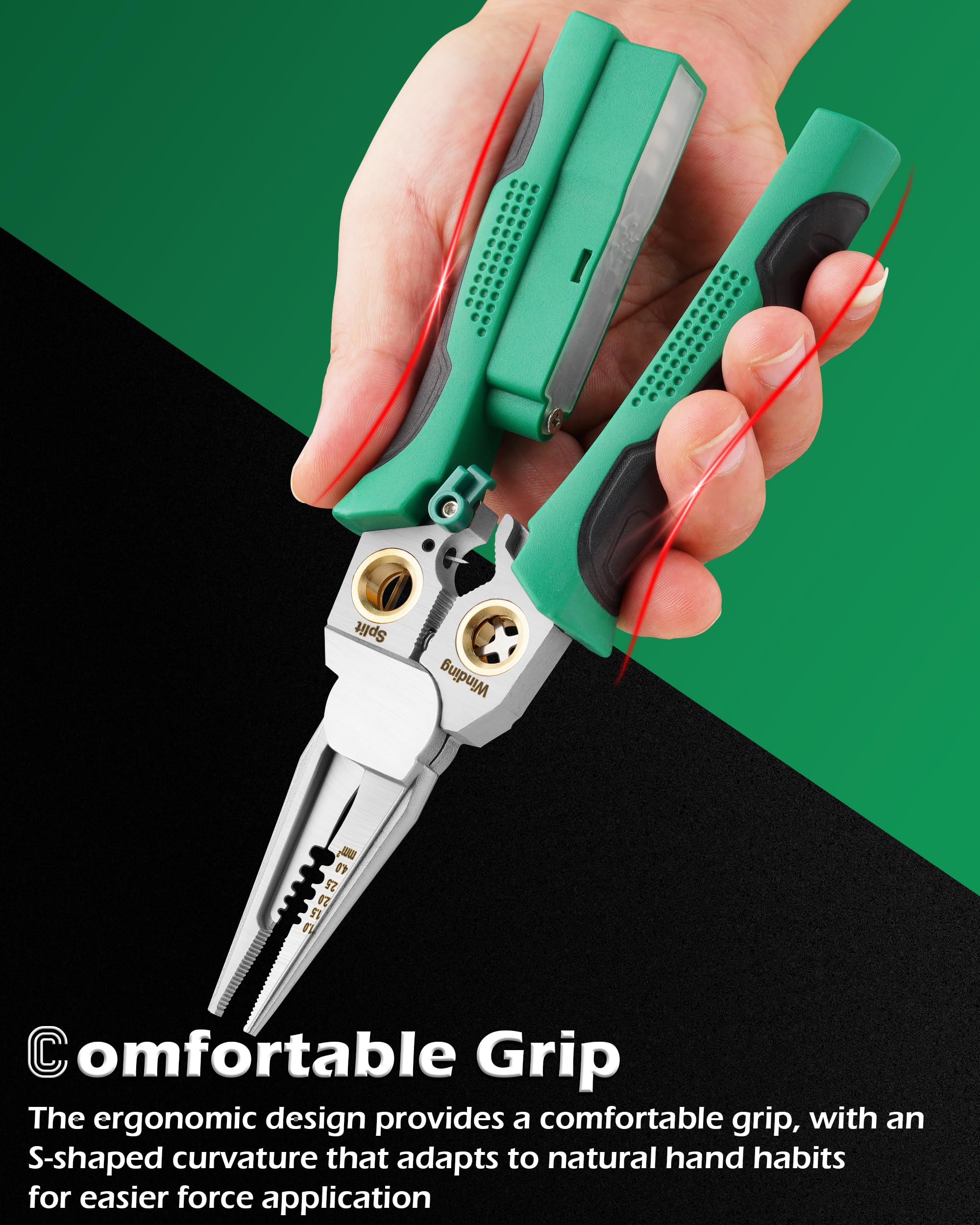 2 pelacables 8 en 1 con probador de voltaje, pelacables y cortadores con alicates, crimpadora, división, herramientas pelacables para 10-18 AWG para electricista herramienta pelacables de trabajo