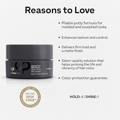 Miniatura 4 de Colorproof Masilla de peinado de 2 onzas líquidas con color y protección contra el calor, grosella negra, aroma a jazmín y melocotón, masilla para