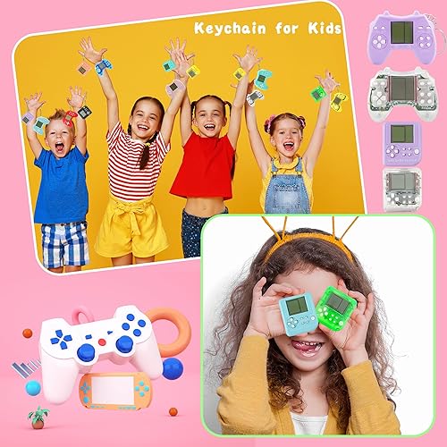 Miniatura 7 de Paquete de 24 llaveros de videojuegos, recuerdos de fiesta de videojuegos, mini multicolores, llavero a granel para niños, suministros de fiesta de