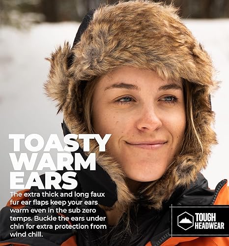 Vista 14 de Tough Headwear Sombrero de trampero de invierno, sombreros de aviador ruso Ushanka Trooper para hombres y mujeres, sombrero esquimal de nieve