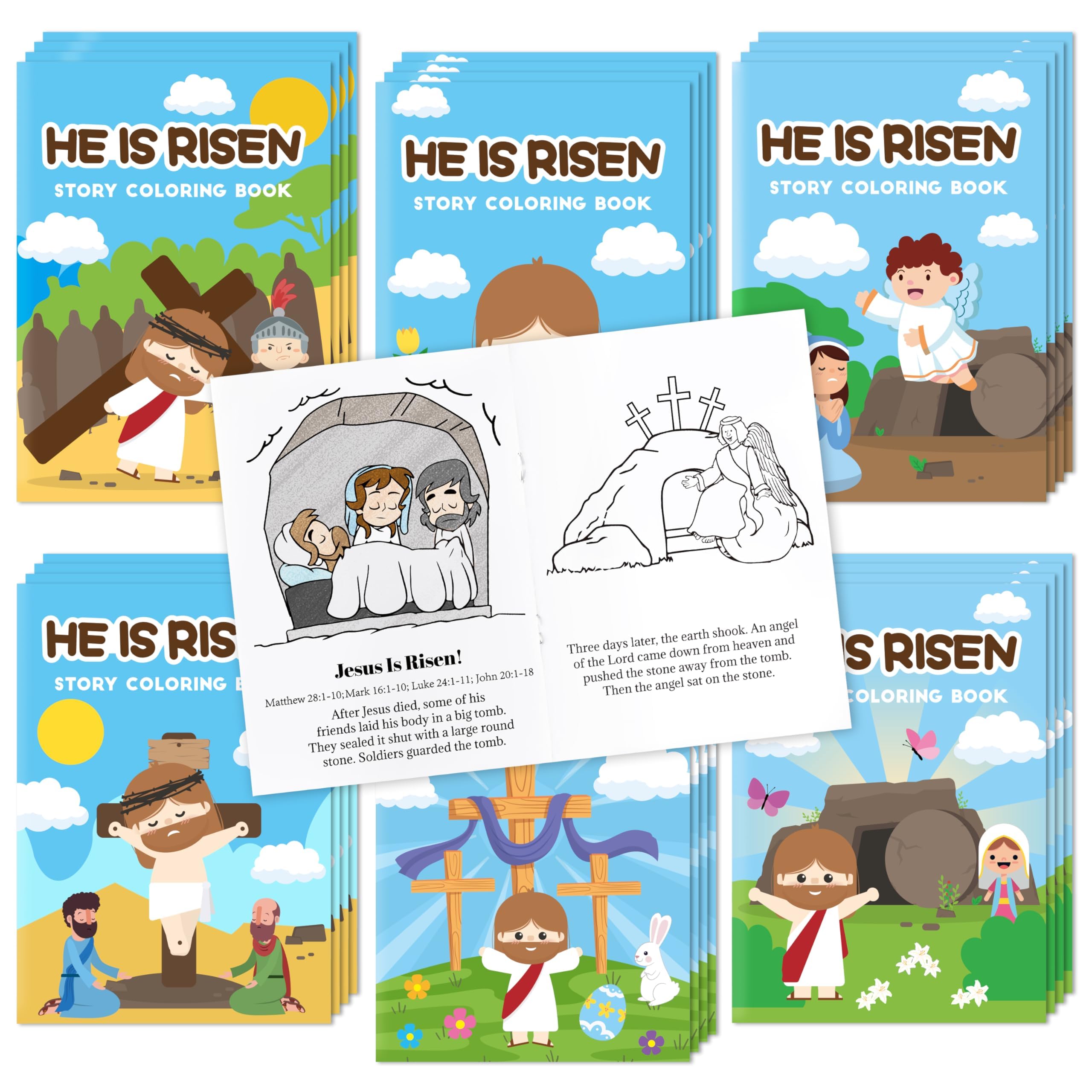Bulk Easter Coloring Books, 24Pcs He is Risen Mini Drawing Booklet for Kids