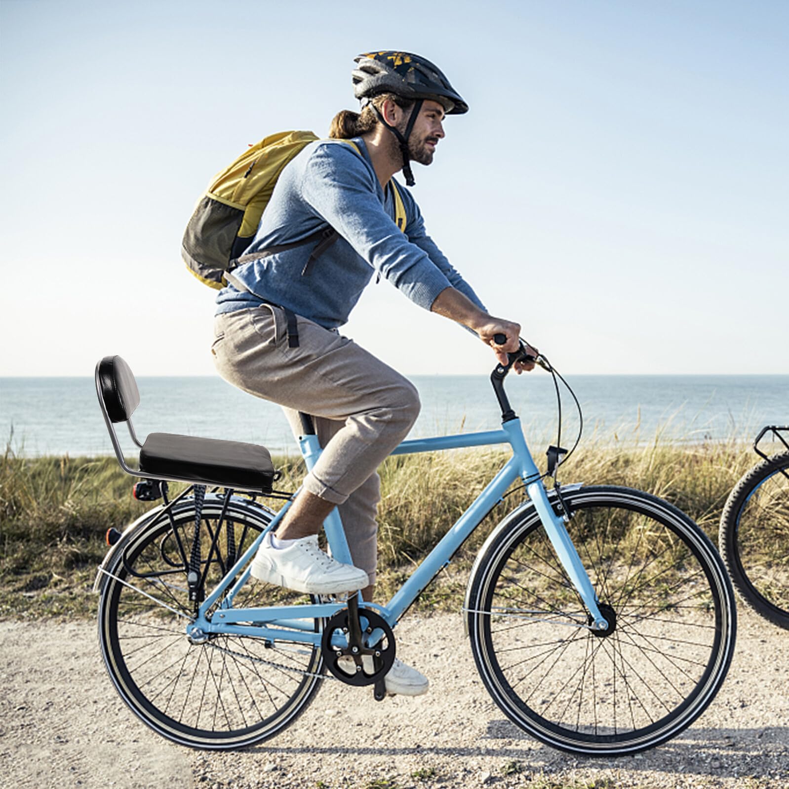 BESTonZON Sattelpolster für Fahrrad-hintersitz aus Leder und Metall Strapazierfähig mit Glatter Oberfläche und Bequemer Rückenlehne Passend für Mountainbikes Rennräder und Falträder