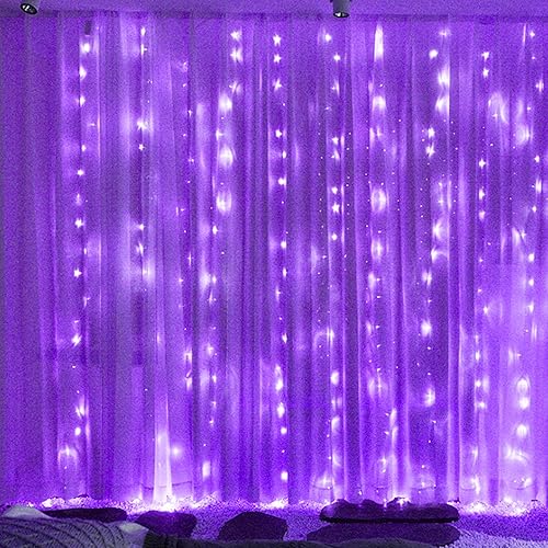 Miniatura 5 de HOME LIGHTING - Cadena de luces para cortina de ventana, 300 LED, 8 modos de iluminación, guirnalda de luces de cobre con control remoto, alimentada