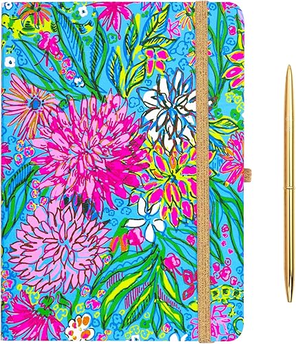 Lilly Pulitzer Cuaderno de diario con bolígrafo de tinta negra, juego de escritura incluye un bonito diario con 96 páginas rayadas y bolígrafo de