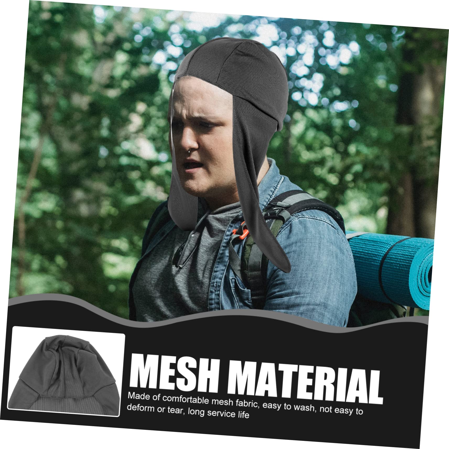 Yardwe 2pcs Outdoor Sports Neck Shade Caps Tail Sun Hats for Fishing Riding Hiking Camping Lightweight Mesh Fits Dark Grey