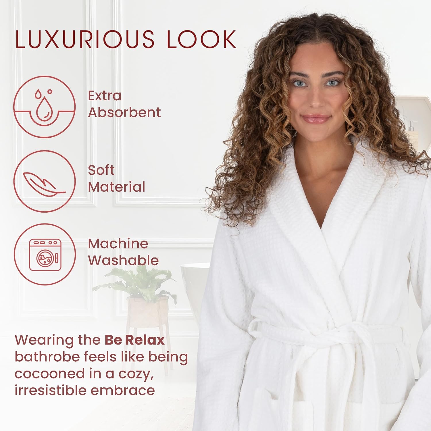 Be Relax Bathrobe for Women - Full Length Terry Cotton Robe with Shawl Collar and Hood, Warm and Cozy Robe with Belt & Pocket - Image 5