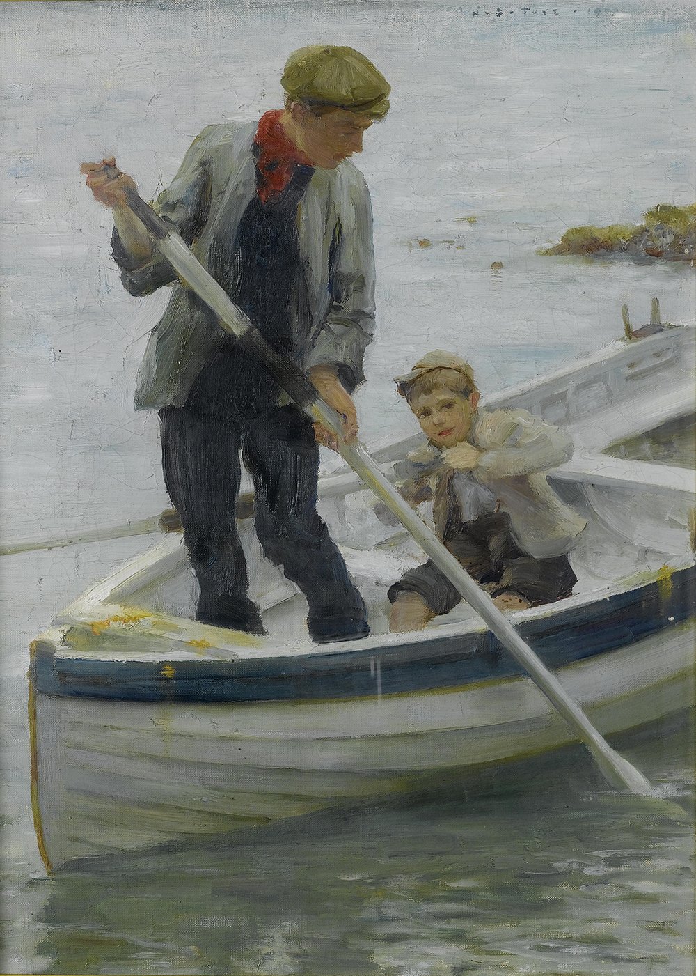 Lámina mate Keeping Her Off de Henry Scott Tuke en tamaño pequeño