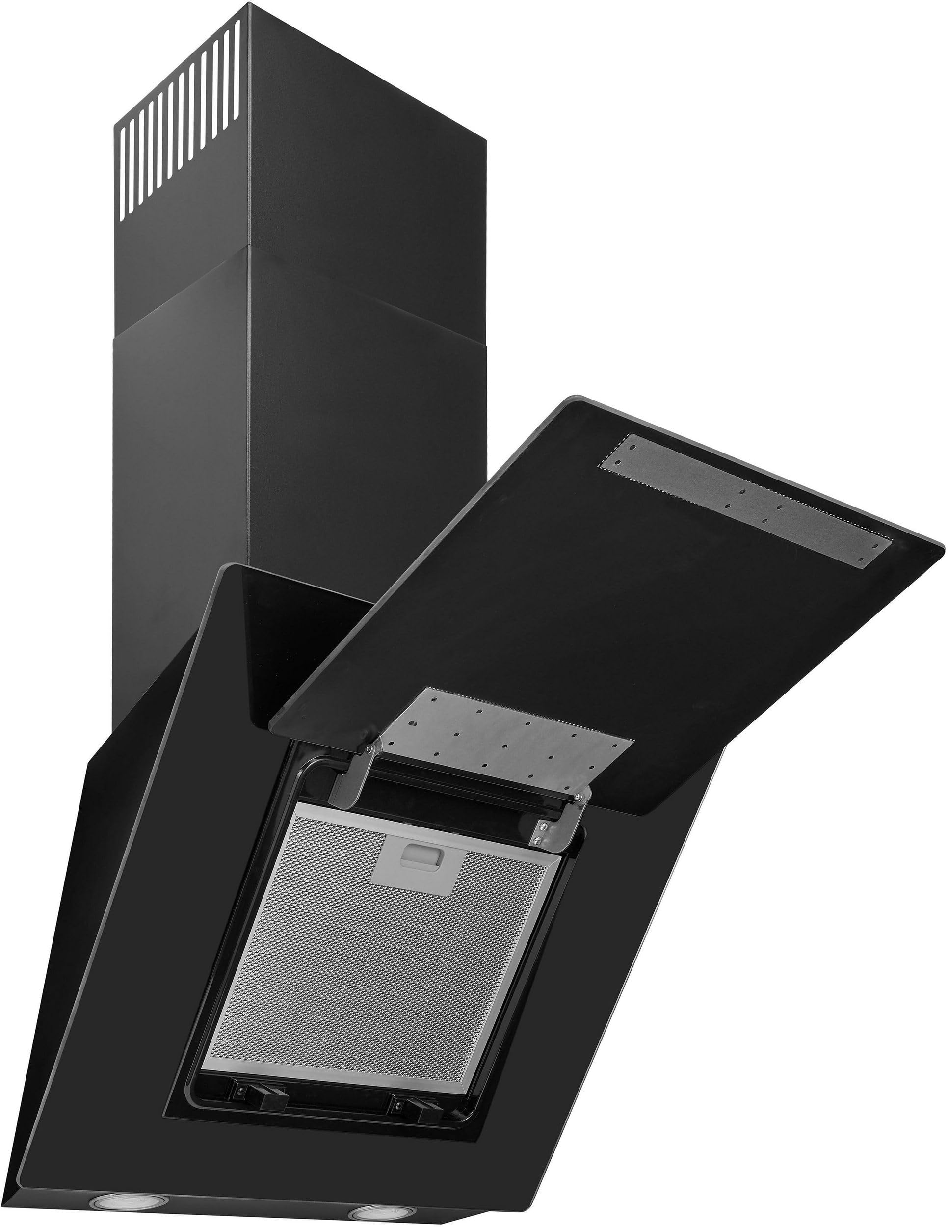 Exquisit® Campana Extractora Cocina, 60Cm, Capacidad de Extracción máx 311 [M³/h], Color Negro, Consumo 44 kWh/año, 3 Niveles de Potencia, Rumorosidad 54 dB(A).