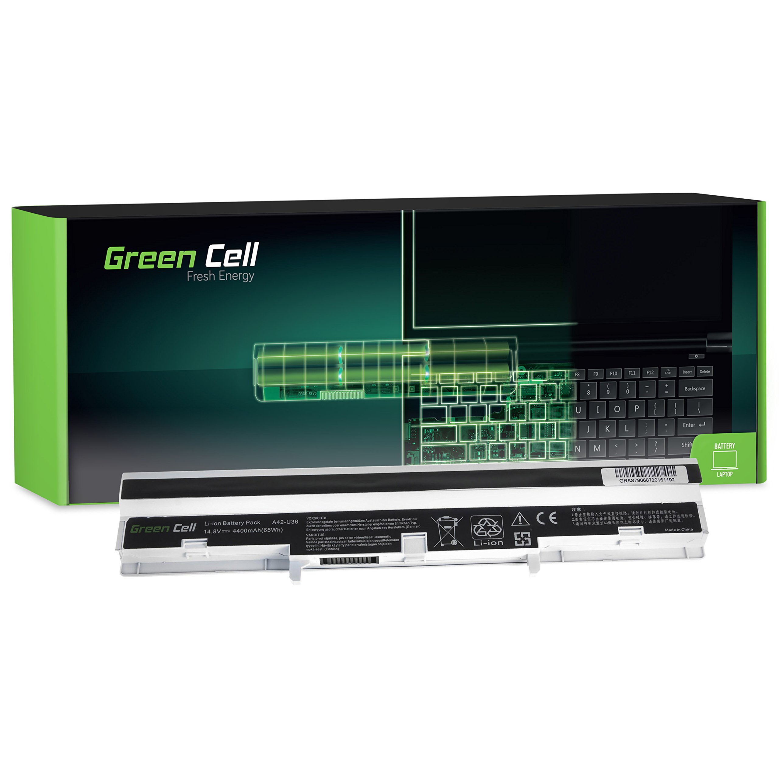 Green Cell® Standard Series A42-U36 A41-U36 Battery for ASUS U32 U32JC U32U U36 U36J U36JC U36S U36SD U36SG Laptop (8 Cells 4400mAh 14.4V White)
