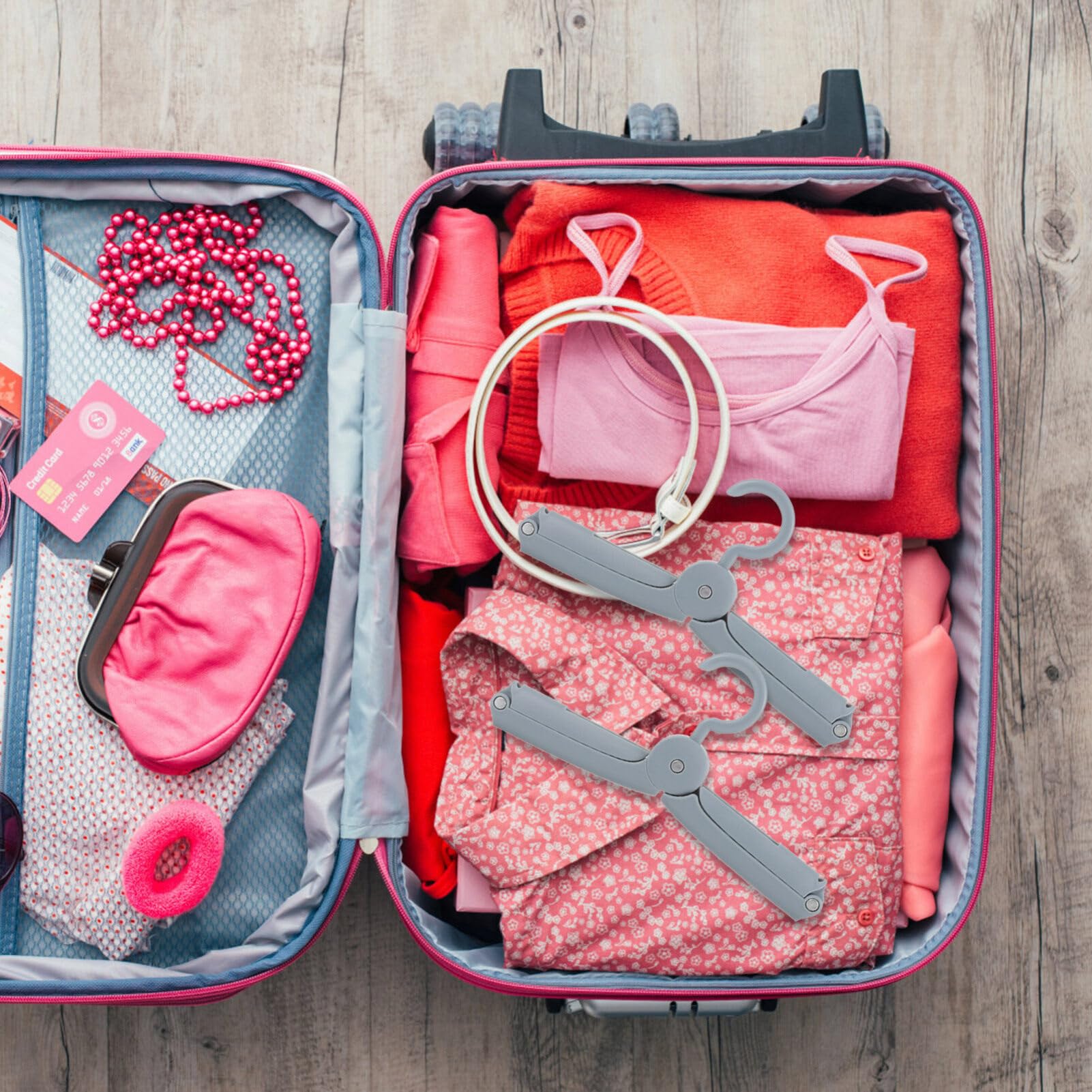 Alipis Grucce da Viaggio Pieghevoli Salvaspazio e Leggere in Pp e Alluminio 4 Pezzi per Pantaloni e Gonne, Perfette per Valigia e Viaggi
