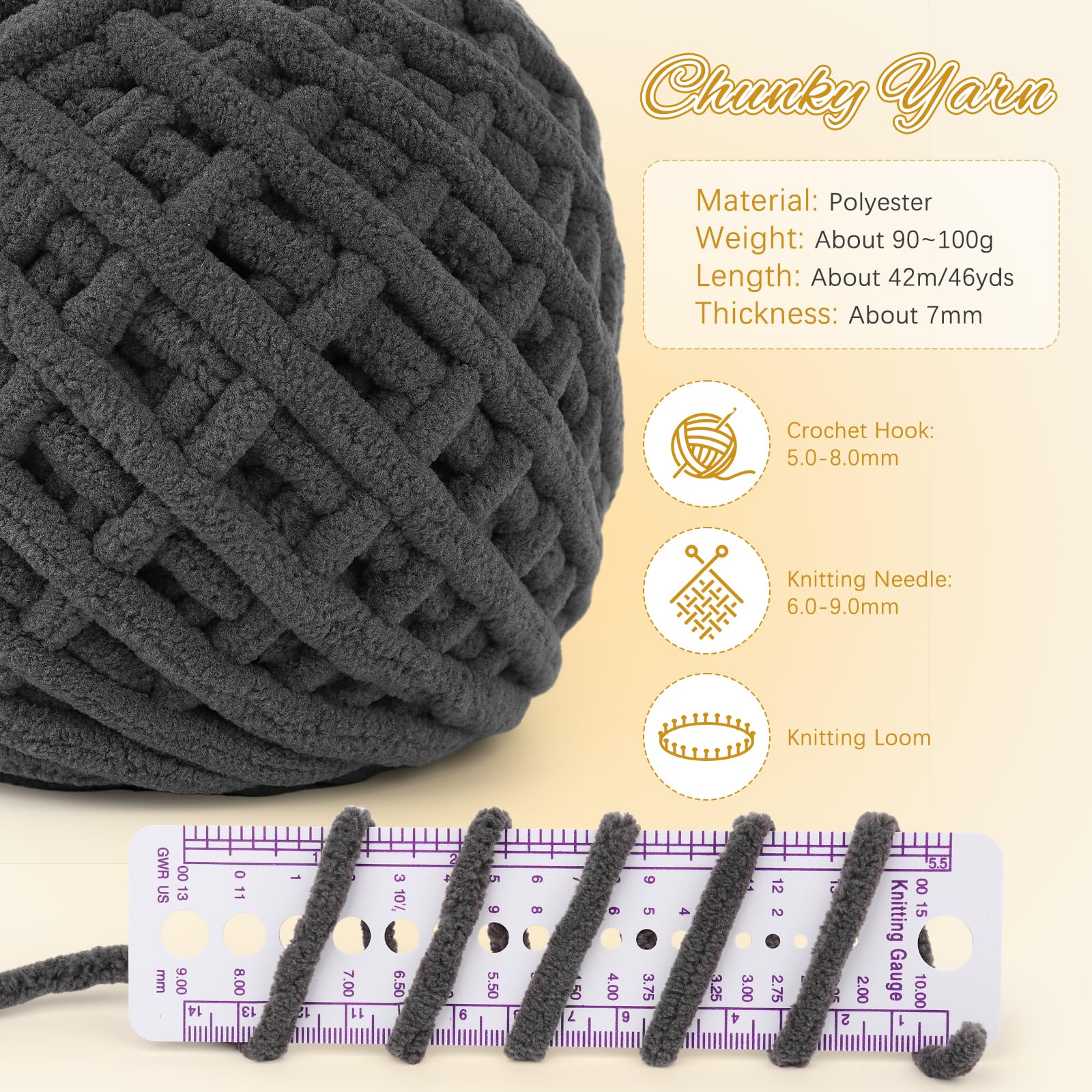 Aeelike Chunky Yarn 400g, 4 Pack Thick Wool for Knitting 100g Balls - Image 2