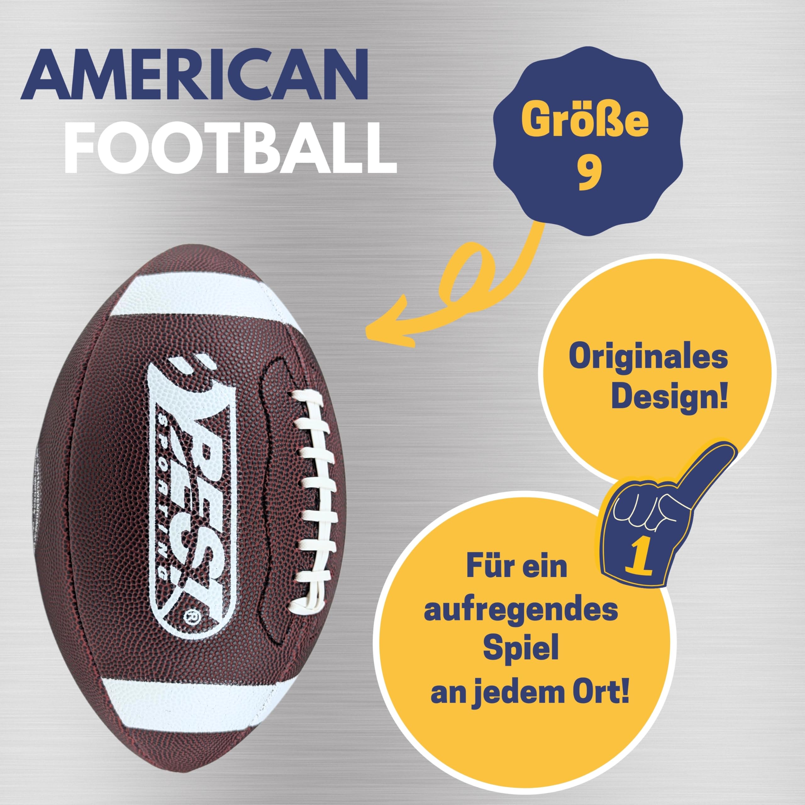 Best Sporting Ballon de football américain Taille 9 – Ballon robuste pour adultes et adolescents à partir de 14 ans