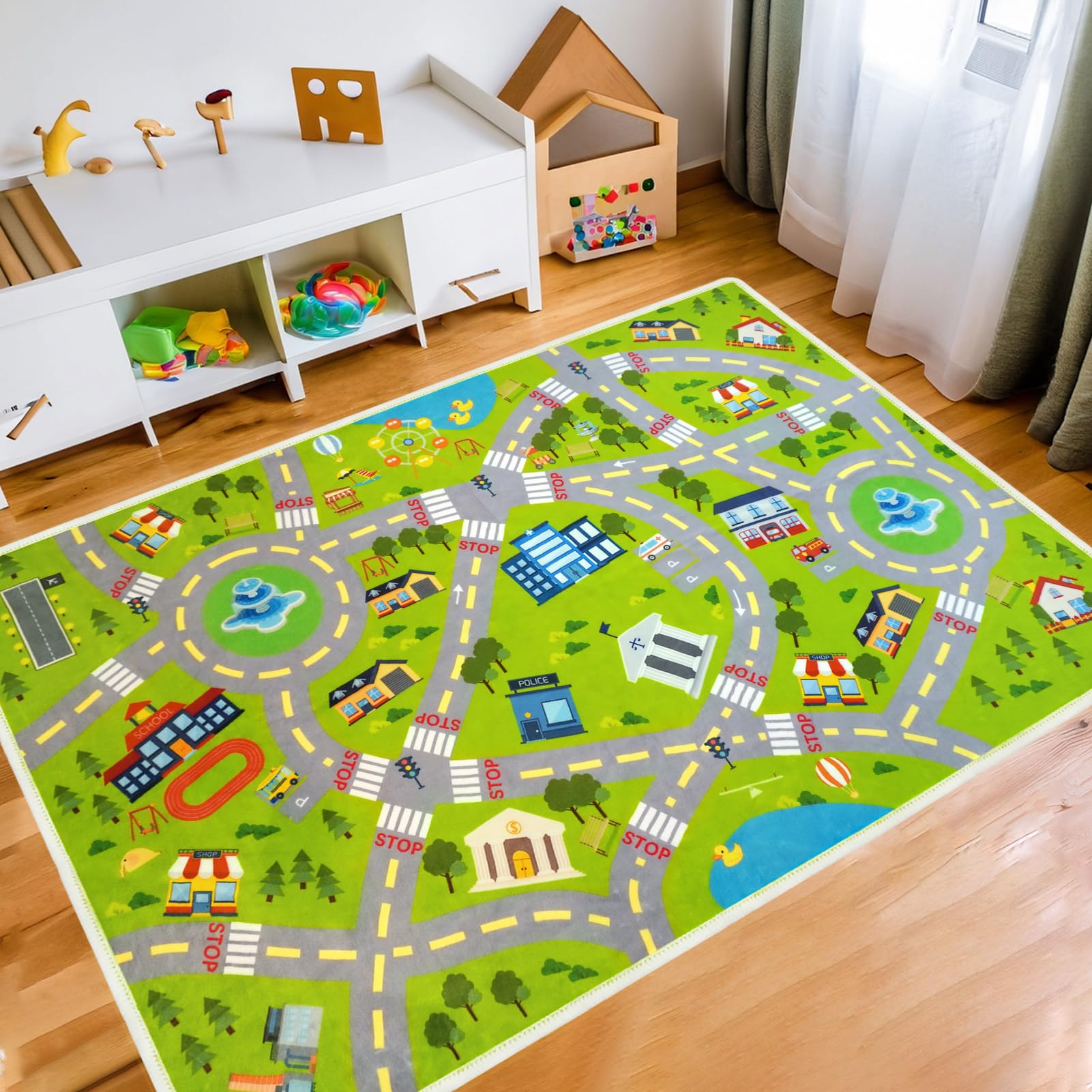 Amazon.com: Xuzrdaa 4x6 Ft Kids Car Rug Play Mat Car Rug for Playroom ...