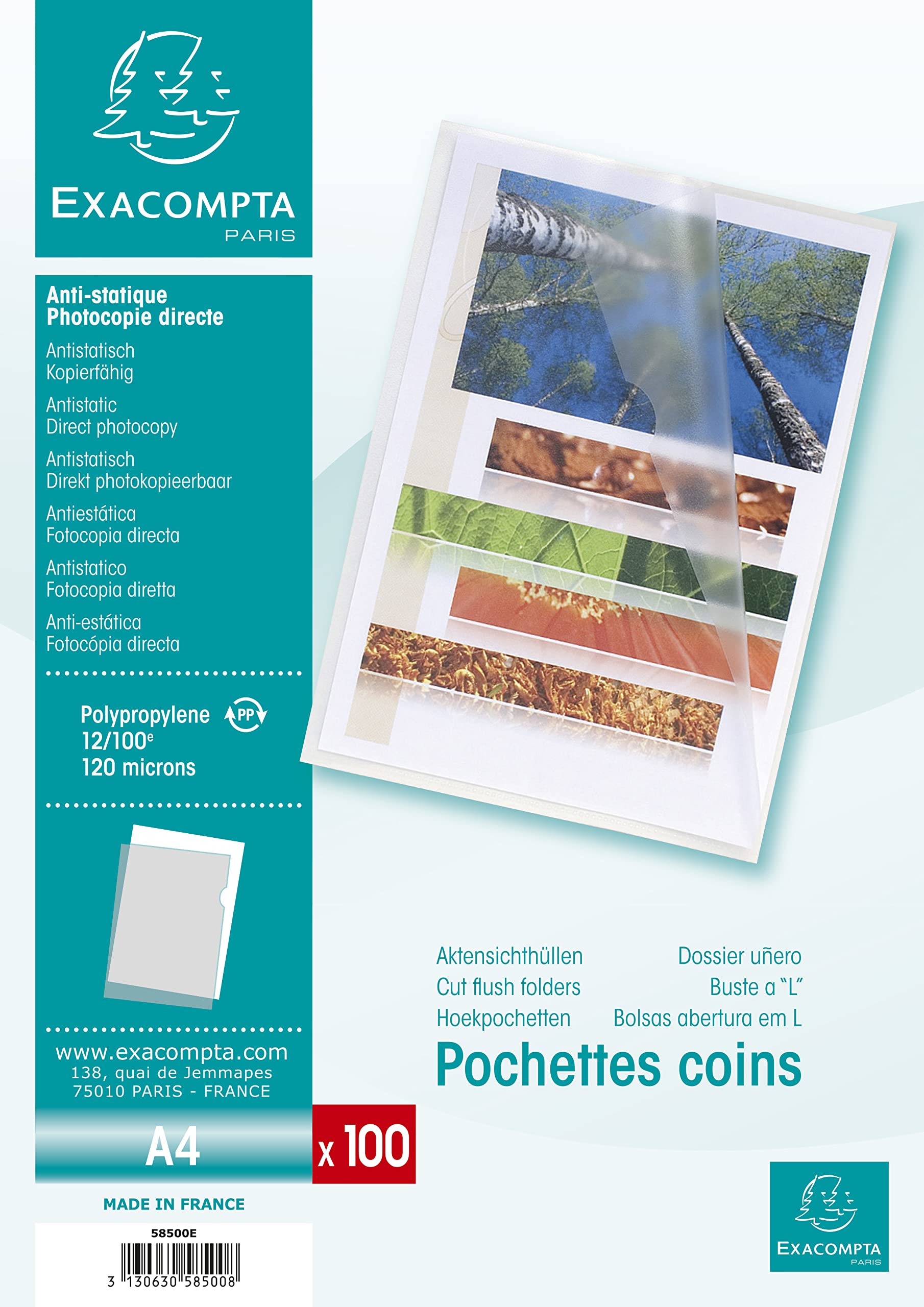 Exacompta 1000 buste a L A4 PP goffrato 12/100 mm cristallo