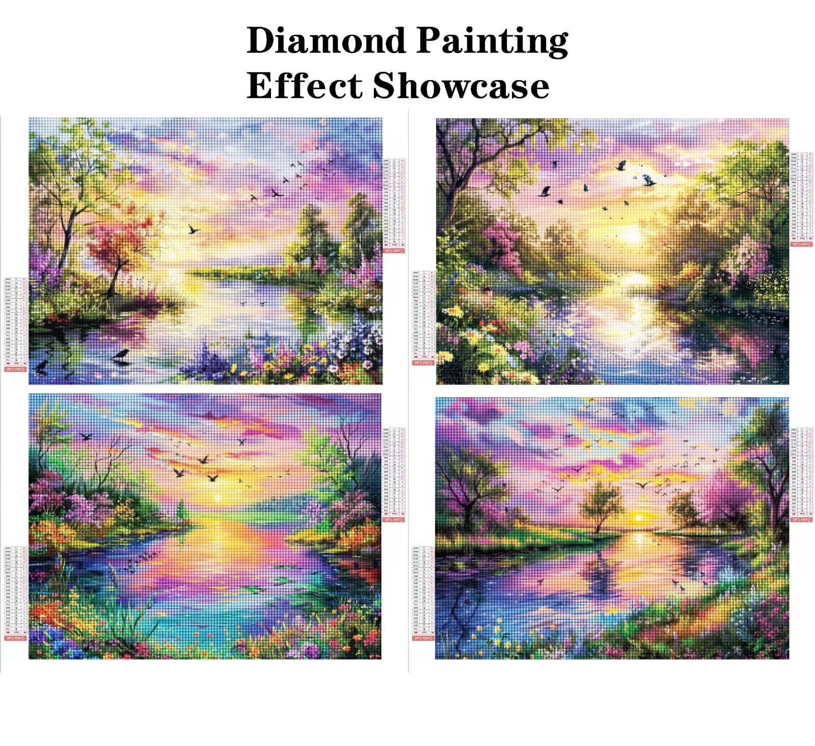Malarstwo diamentowe krajobraz 120 x 80 cm kwadratowy obraz diamentowy 4 sztuki 2026 nowy zestaw do malowania diamentami 5D z akcesoriami, prezenty świąteczne, dekoracje świąteczne i noworoczne i
