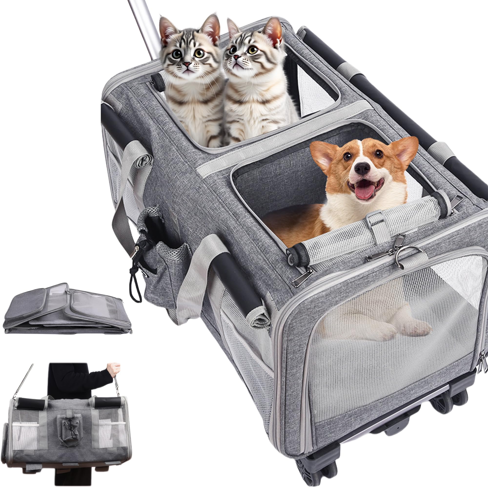 Sac de transport pour chat double compartiment résolvant le stress