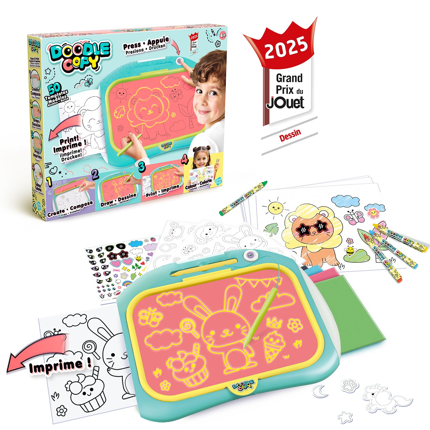 Canal Toys - Tablette Enfant Doodle Copy pour Imprimer Ses Dessins - Compose, Dessine, Imprime et Colorie - Cadeau Enfant 4 Ans + - Loisirs Créatif- 50 Modèles - Tablette Dessin - LIT 004