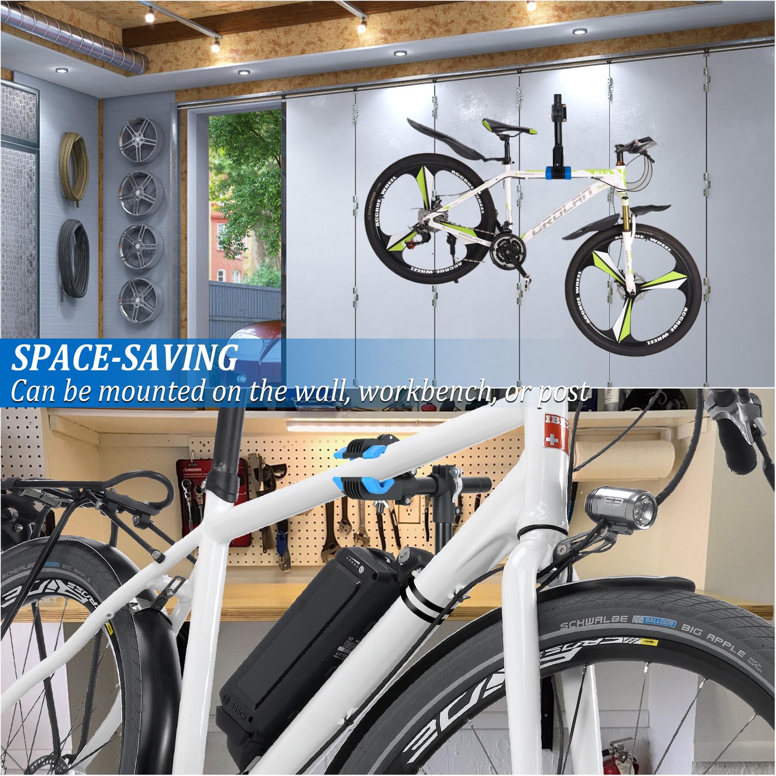 Fahrrad Montageständer, Fahrrad Reparaturständer Bis 30 KG, Höhenverstellbar, Klemmkopf 360° Drehbar, Fahrradmontageständer für Rennrad, Mountainbike