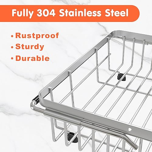 Miniatura 8 de Pequeño escurreplatos extensible sobre el fregadero de acero inoxidable para cocina, ahorro de espacio en mostrador compacto, secador de platos
