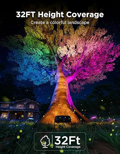 Miniatura 2 de Govee Pack de 3 luces para árboles exteriores, iluminación de paisaje LED RGBWIC, impermeable IP67, luces exteriores para jardín, patio, 66 modos de