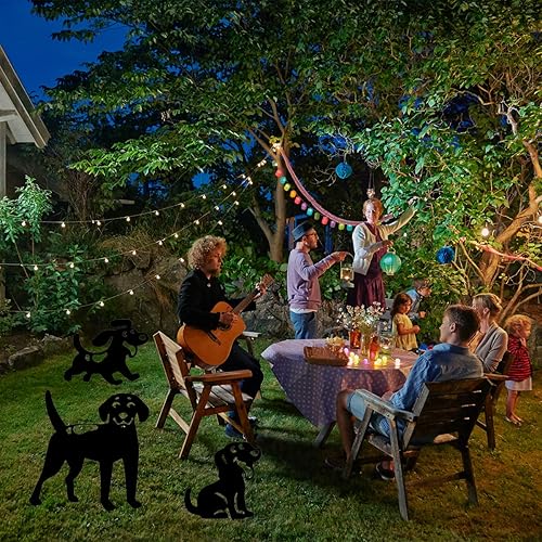 Miniatura 5 de Estatua de perro de 3 piezas, decoración de silueta de perro negro, decoración de patio con forma de animales, para jardín, césped, camino, al aire