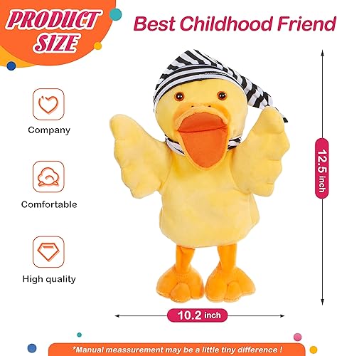 Miniatura 2 de SpecialYou Marioneta de mano de pato vívido juguete interactivo de peluche amarillo con boca movible marionetas de mano para niños de todas las
