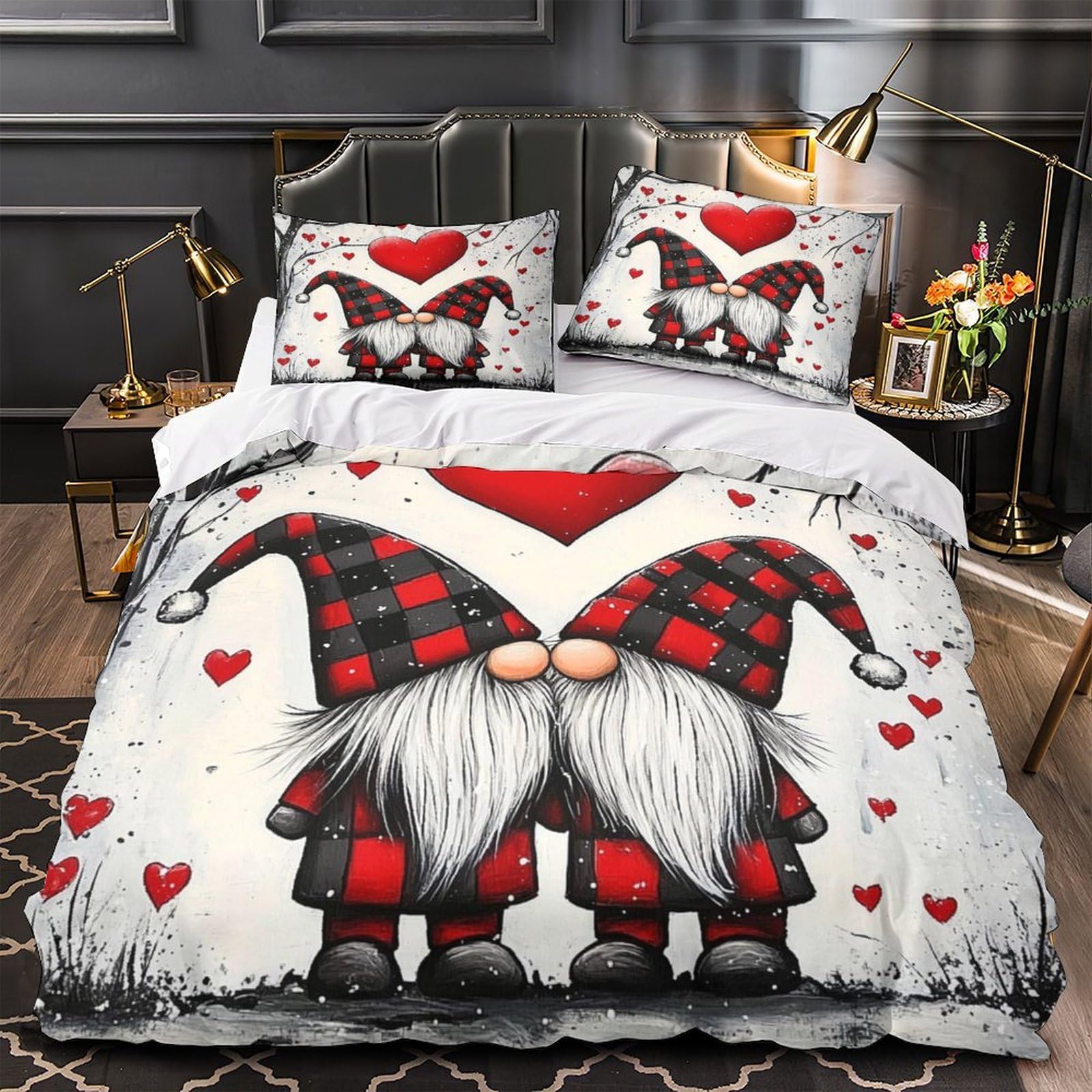 Housse de couette gnomes de la Saint-Valentin pour illuminer la chambre des enfants