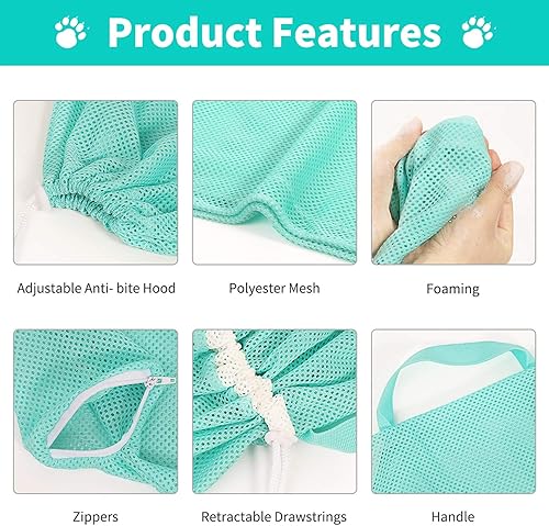 Miniatura 4 de YLONG Bolsa de bañoaseo para gatos, antimordeduras y antiarañazos, para baño, recortar uñas, tomar medicamentos, inyección, ajustable,