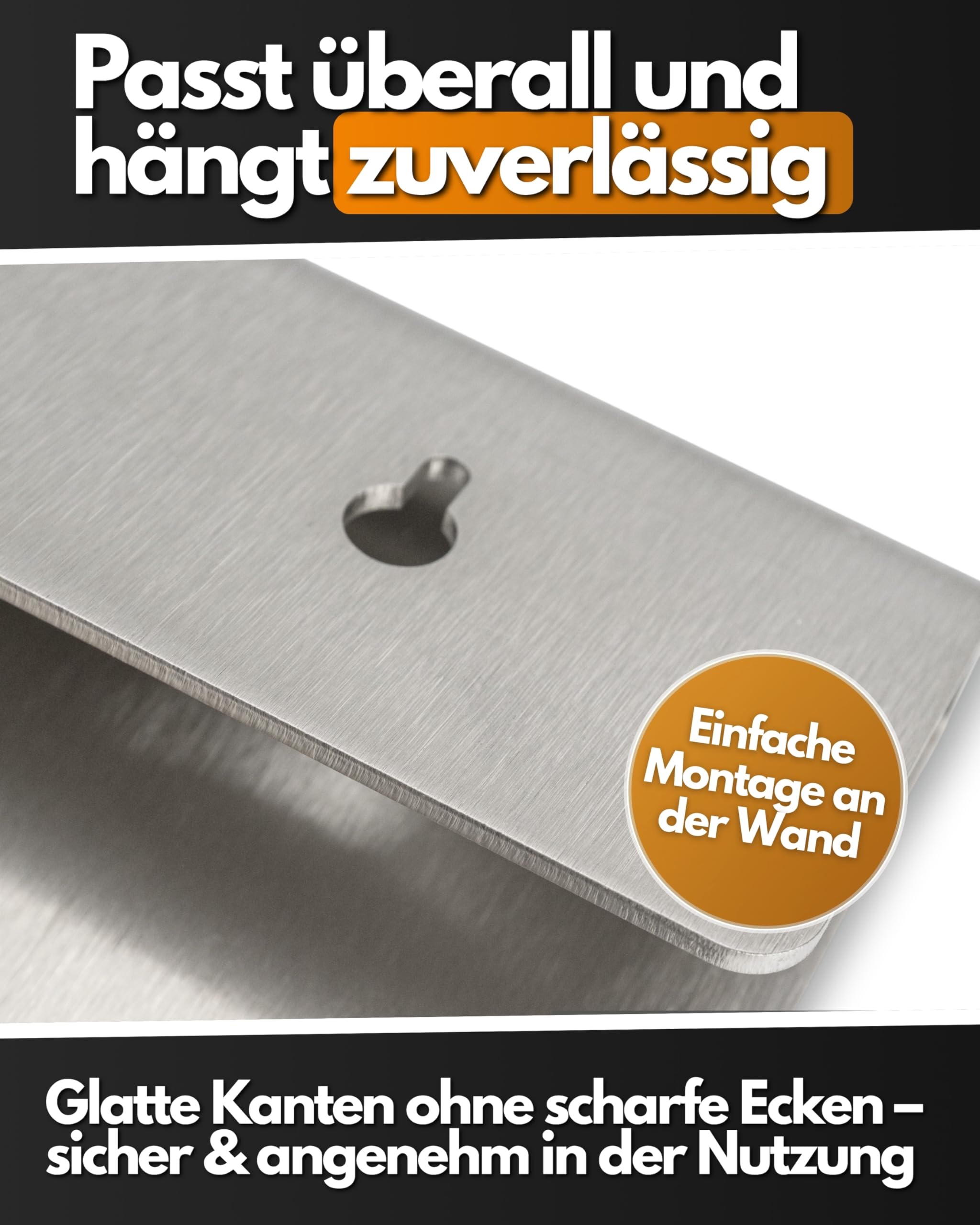 Feuerfest 123 Prospekthalter hoch A4 I Hochwertiger Zeitungshalter zum Hängen I Einfach gekanteter Wandprospekthalter aus 100% rostfreiem Edelstahl I Robuster Flyer-Ständer aus präziser Handarbeit