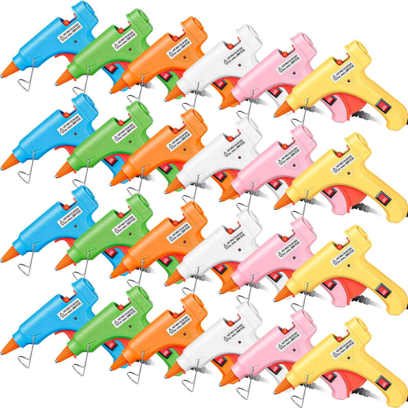 Mini Glue Gun Small Hot Melt Gun Crafts Hot Glue Guns Low Temp Glue Gun with Burn Protection for Kids School DIY Arts Project Home Quick Repairs, 20 W (24, Multicolor)