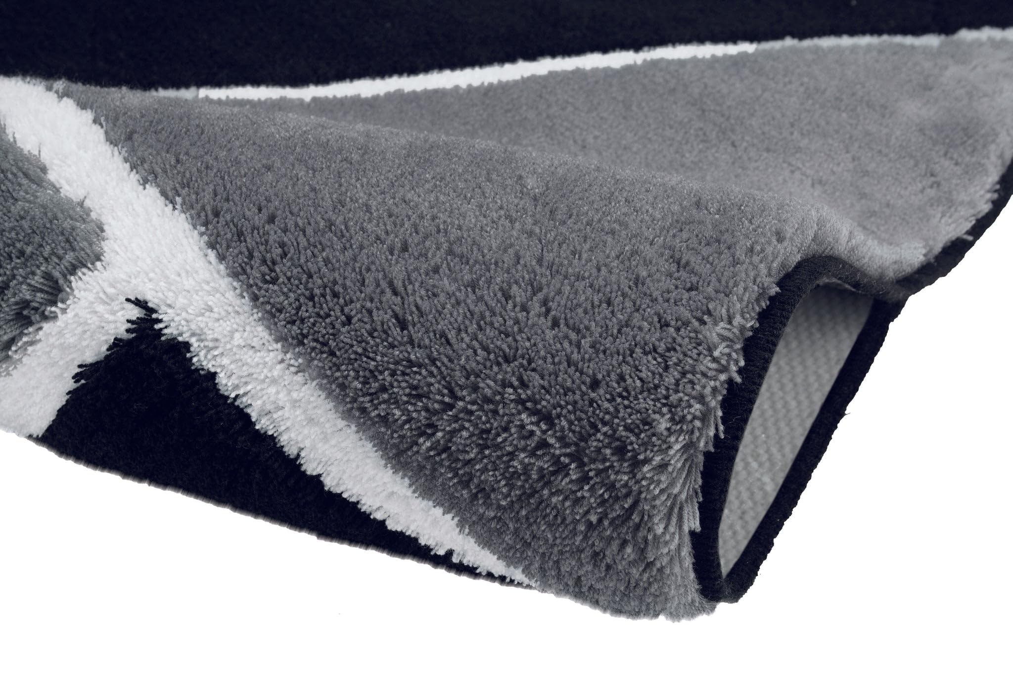 Kleine Wolke Badteppich Hailey Schwarz 70 x 120 cm | OEKO-TEX zertifiziert, rutschhemmende Unterseite, für Fußbodenheizung, maschinenwaschbar, 100% Polyacryl