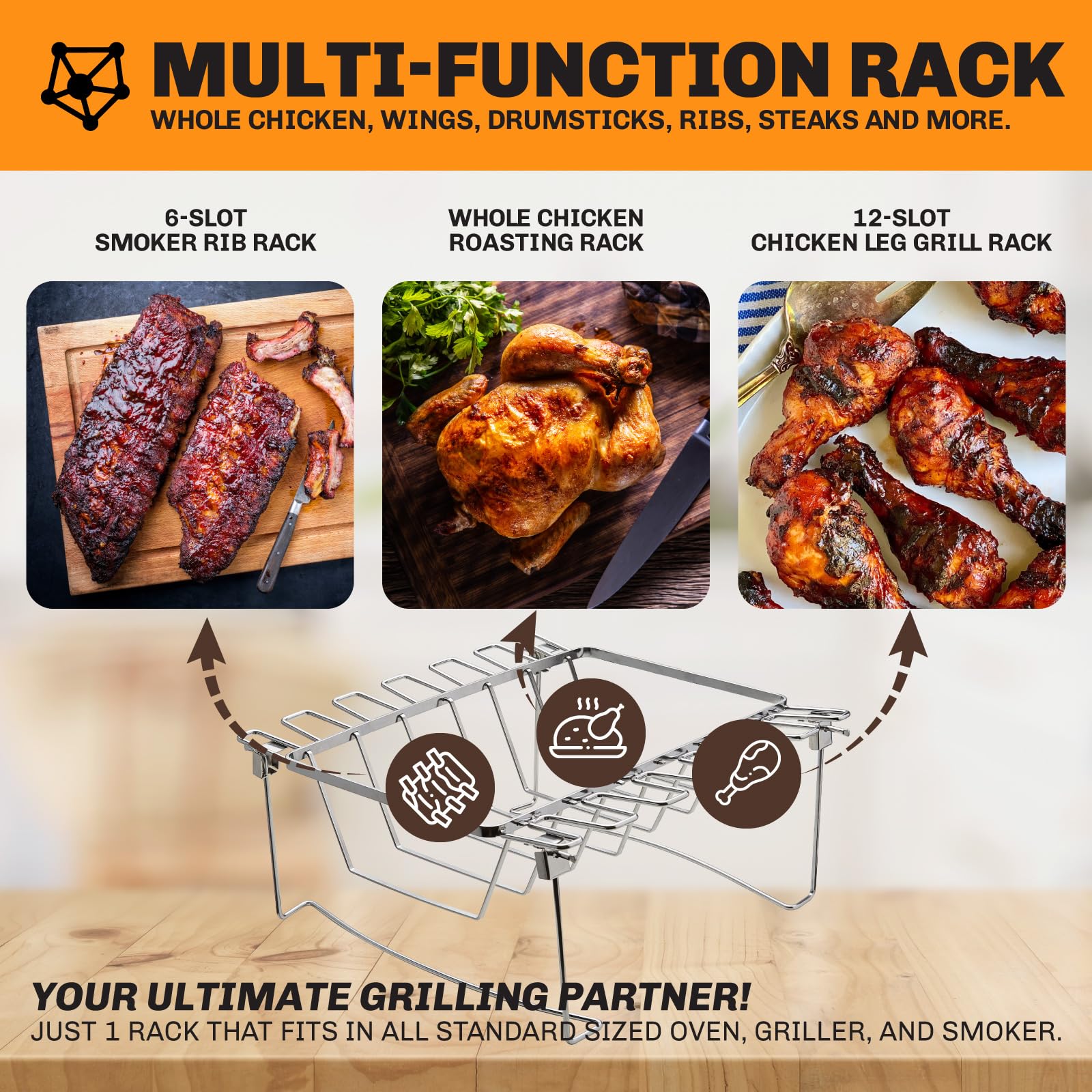 Meat Racks For Cooking Bbq Accessories KQJQS Stainless Steel Rack For Roasting Turkey, Turkey ...