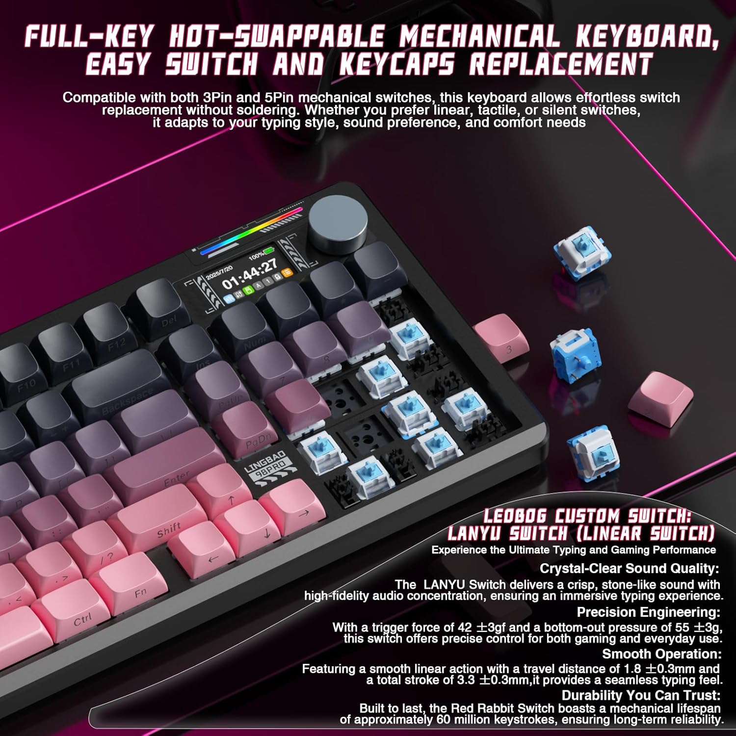 LINGBAO K98 PRO Hot-Swappable Switches