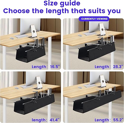 Miniatura 7 de Bandeja de organización de cables debajo del escritorio con abrazadera para escritorio organizador de cables de escritorio, organizador de cables de