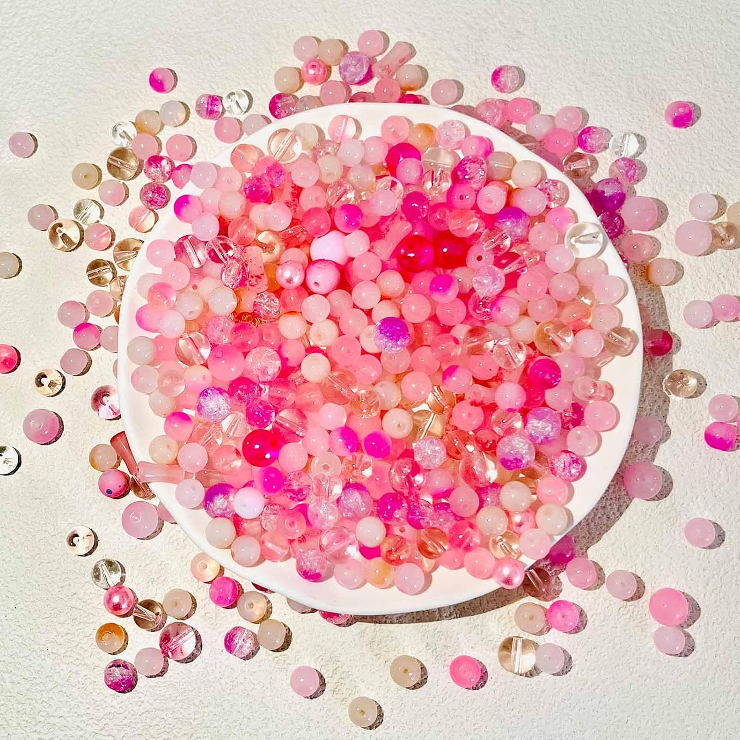 DAHI 550pcs Glass Beads 8mm Round Crystal Bead Bulk Pink Glass Beads for Jewelry Making Bracelets Necklaces Earrings (Pink) - Image 4
