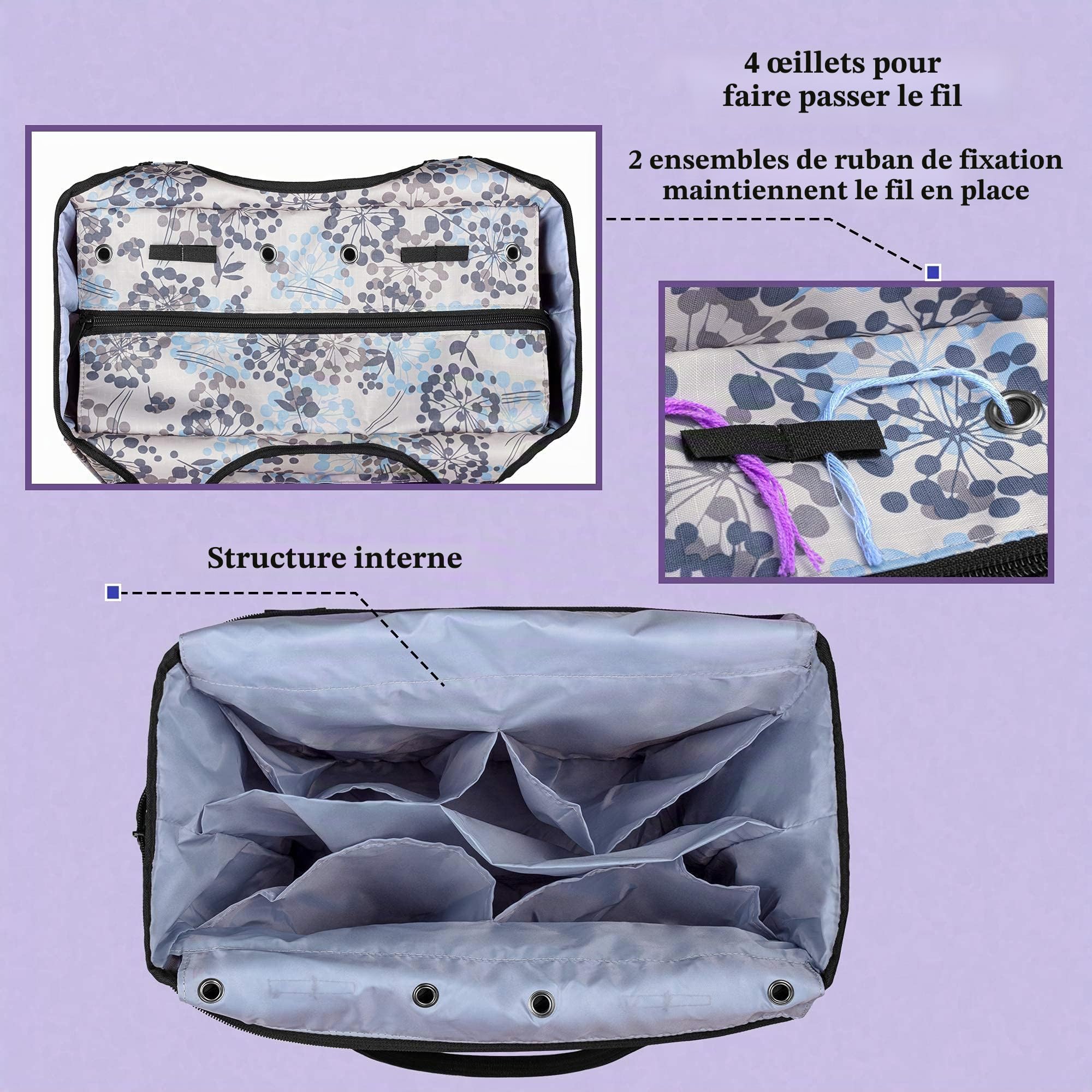 Yarwo Sac de Transport pour Aiguilles à Tricoter, Pelote et Fil de Laine - Rangement pour Accessoires de Tricot et Crochet, Pissenlit