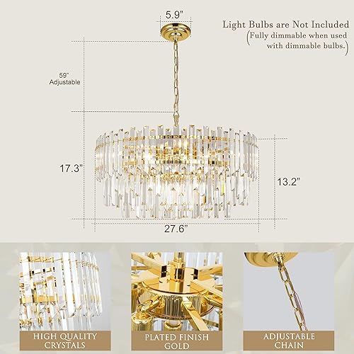 Miniatura 4 de Aheylity Candelabros de cristal dorado rectangular lámparas de techo colgantes ovaladas modernas iluminación contemporánea para comedor cocina 374