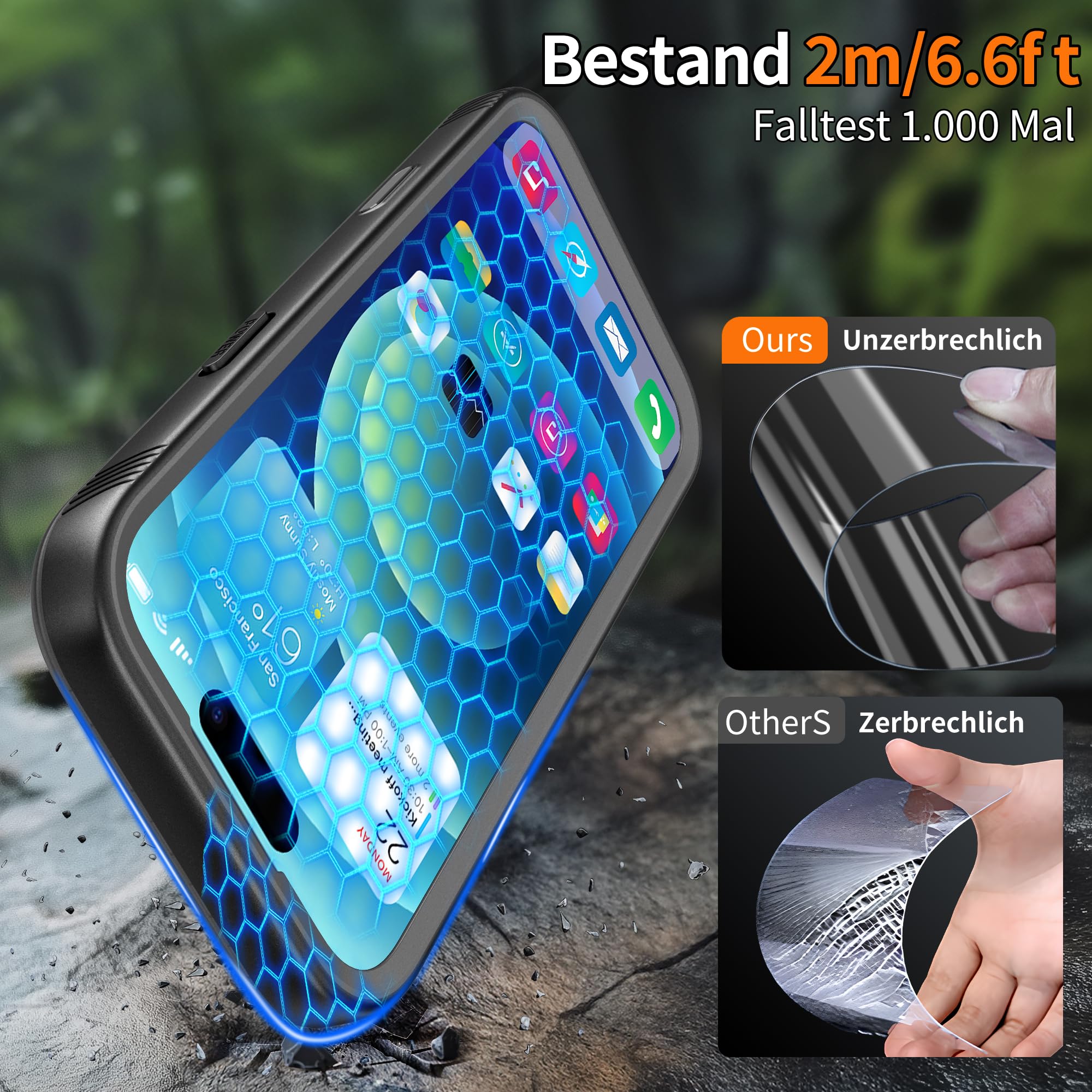 Cozycase 1S-Knopf Wasserdicht Handyhalterung Fahrrad Für iPhone 17 | Anti-Diebstahl Hülle Handy Halter Motorrad Lenker Rennrad Mtb Ebike Bike Phone Holder Mount Fahrradhalterung IP68 Waterproof